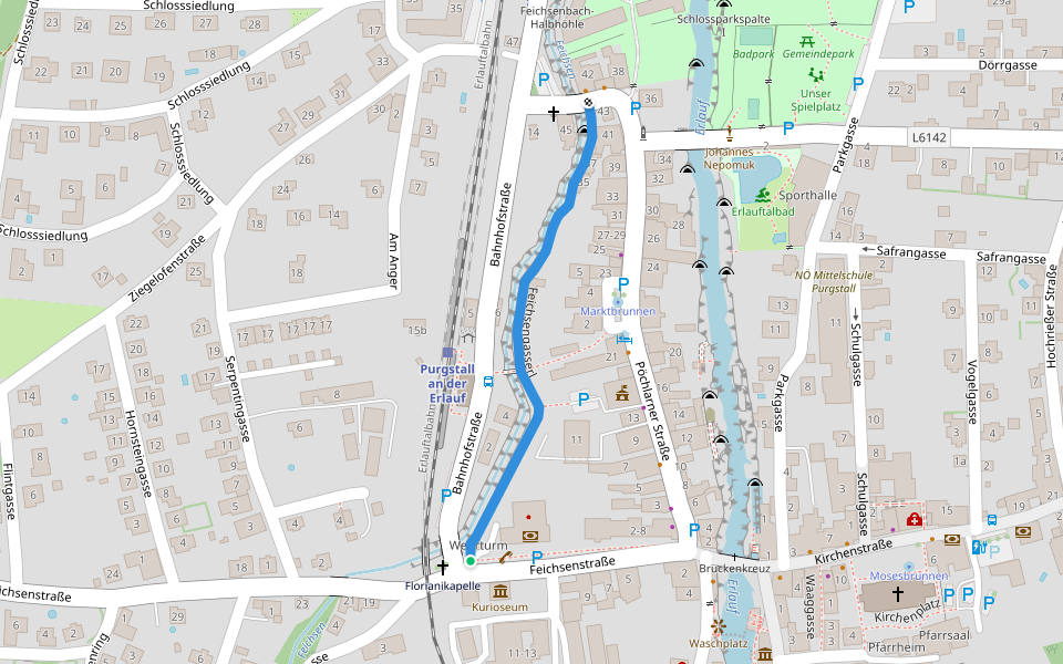 Feichsengasserl walking route map in Purgstall an der Erlauf