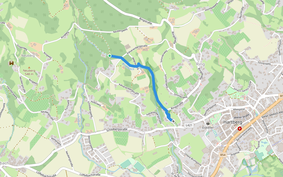 Brühlweg walking route map in Ring