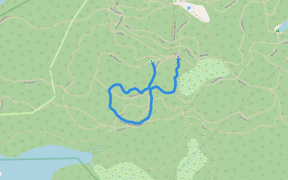Sentier du Belvédère walking route map in Estérel