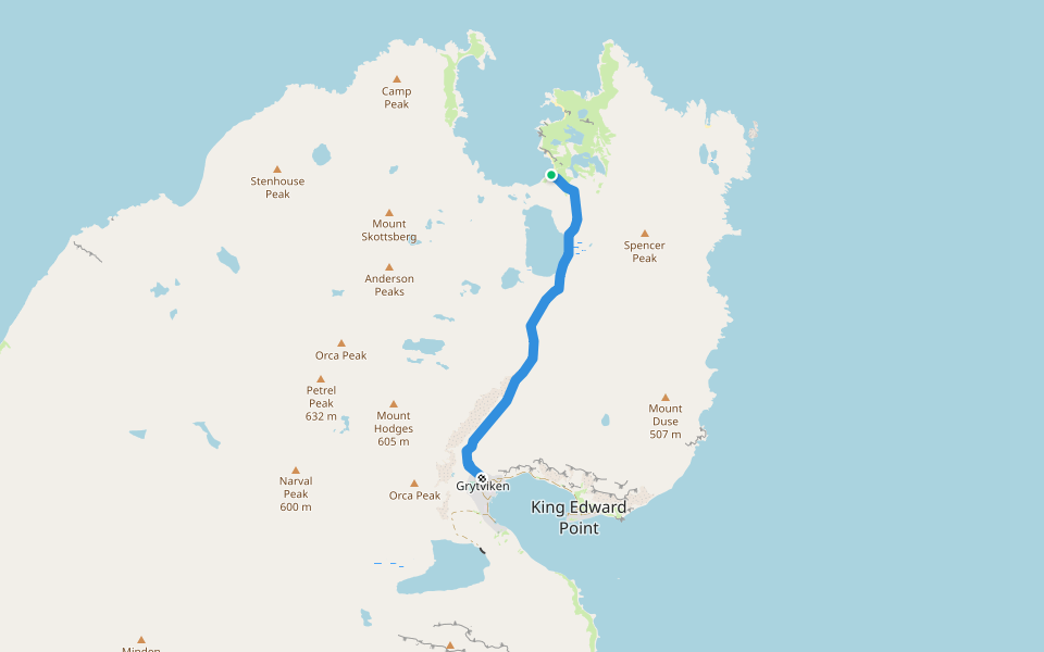 Trail Maiviken - Grytviken walking route map in Stromness