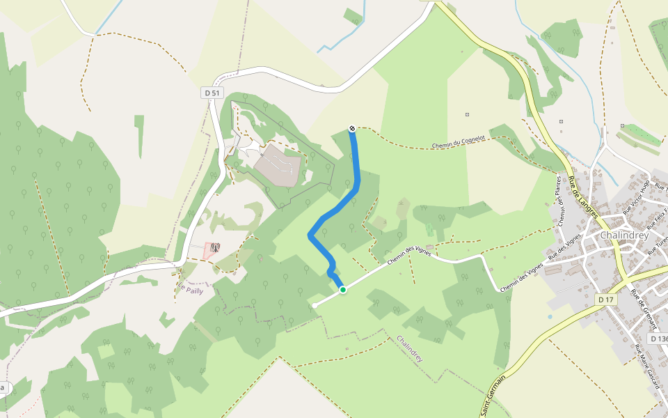 Parcours du Coeur de Chalindrey walking route map in Chalindrey