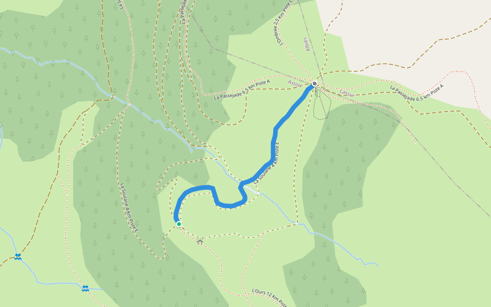 La Soulane 4 km Piste E walking route map in Aston