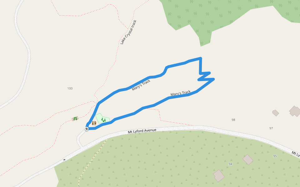Mary's Track walking route map in Mount Lyford Village