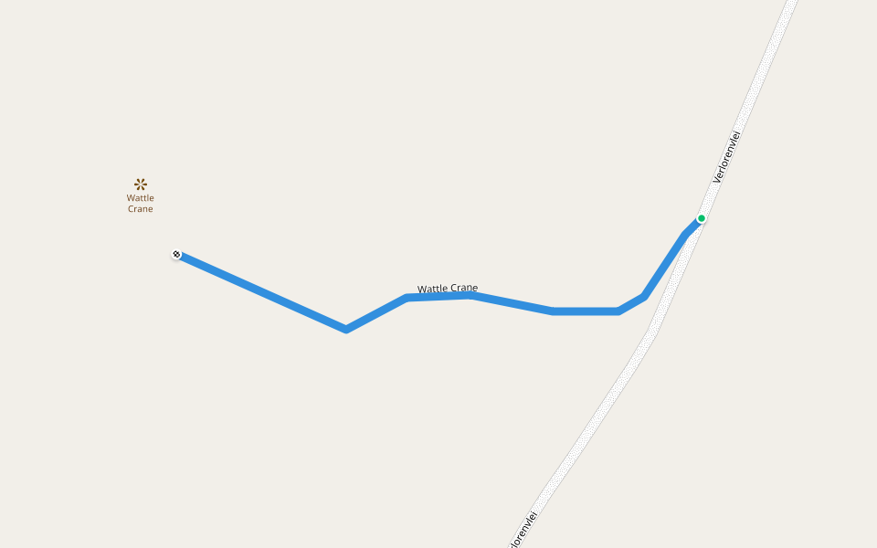 Wattle Crane walking route map in Dullstroom