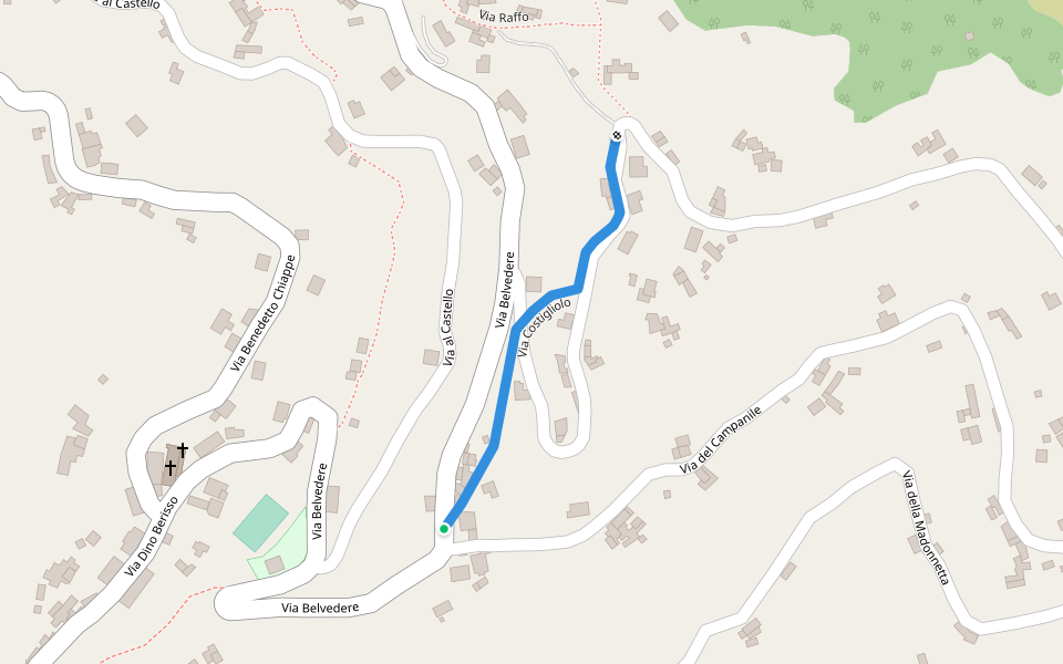 Via Costigliolo walking route map in Cogorno