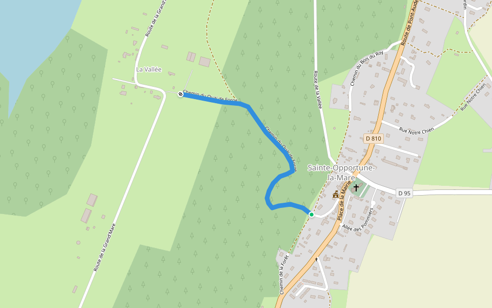 Chemin du Quai de Forge walking route map in Sainte-Opportune-la-Mare