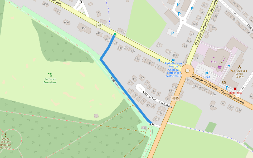 Taefesse walking route map in Enghien