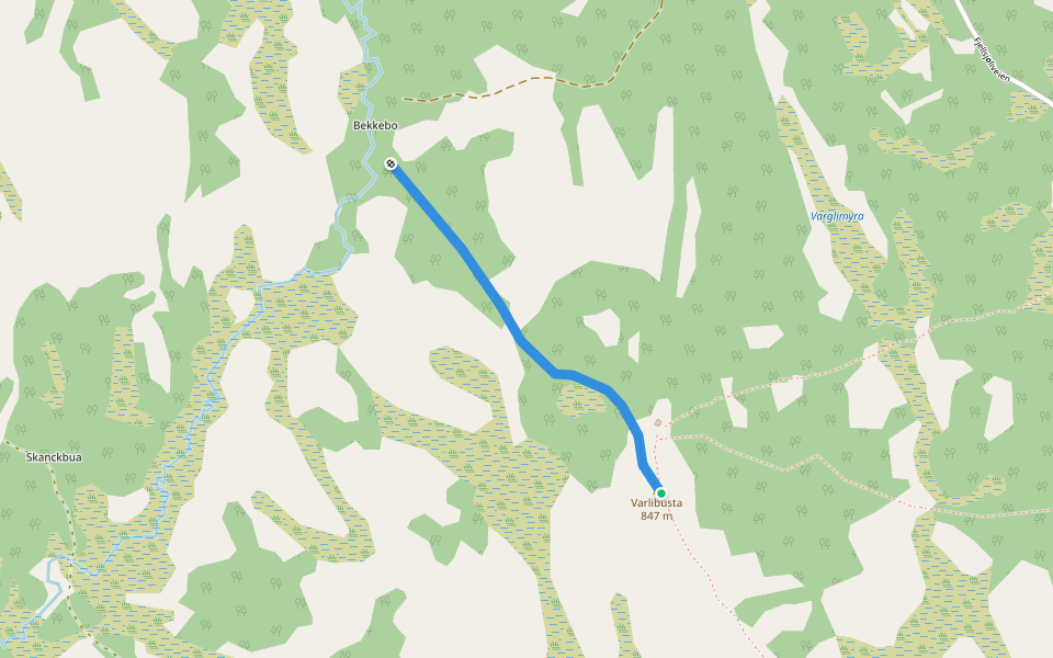 Nørder Kåsveien walking route map in Kverningan