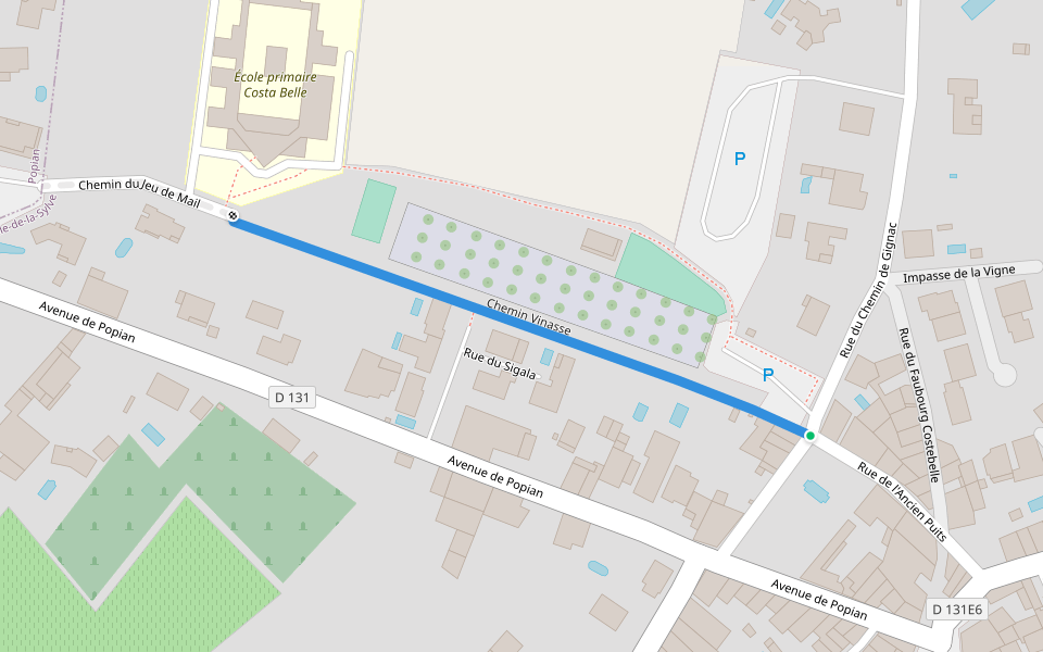 Chemin Vinasse walking route map in Saint-Bauzille-de-la-Sylve