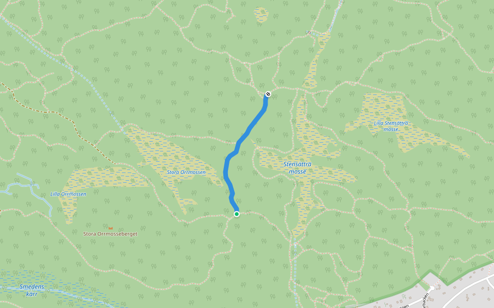 3.3 km walking route map in Huddinge