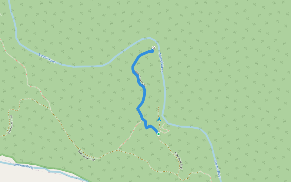 Billys Hole Trail walking route map in Warrabah