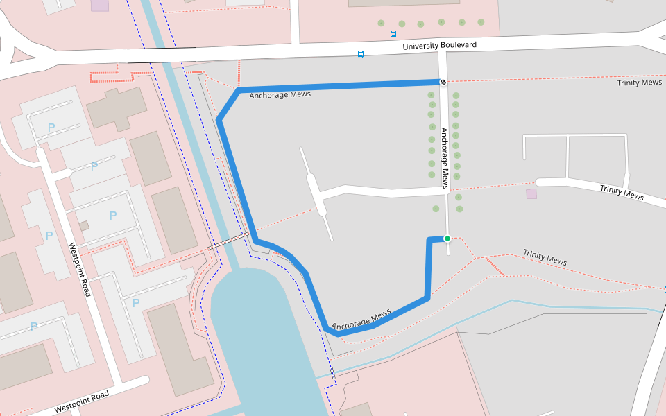 Anchorage Mews walking route map in Thornaby