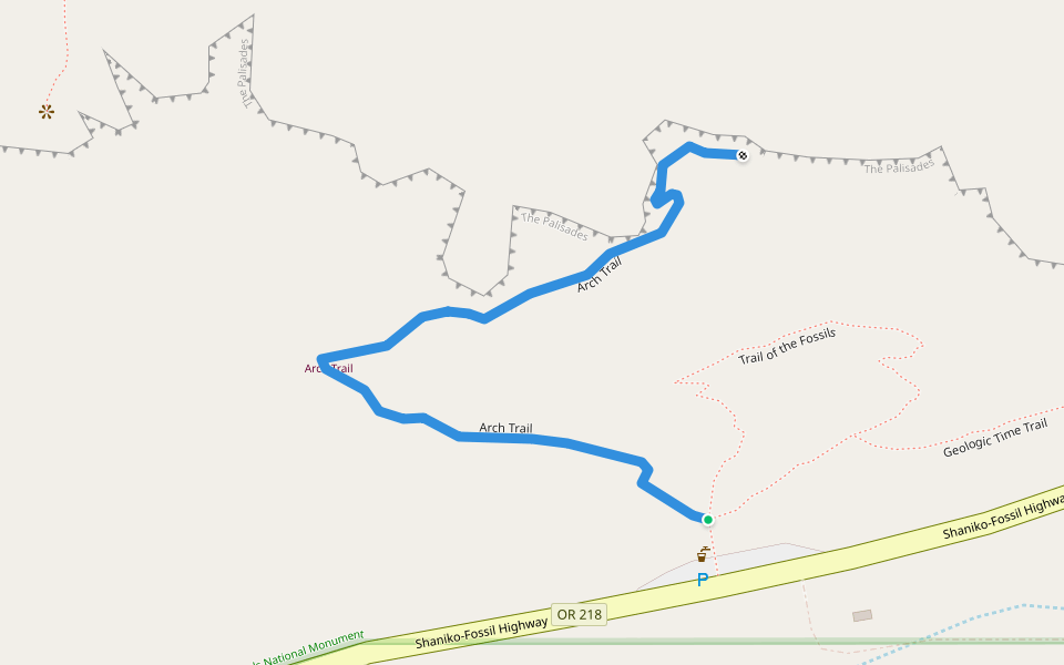 Arch Trail walking route map in Fossil