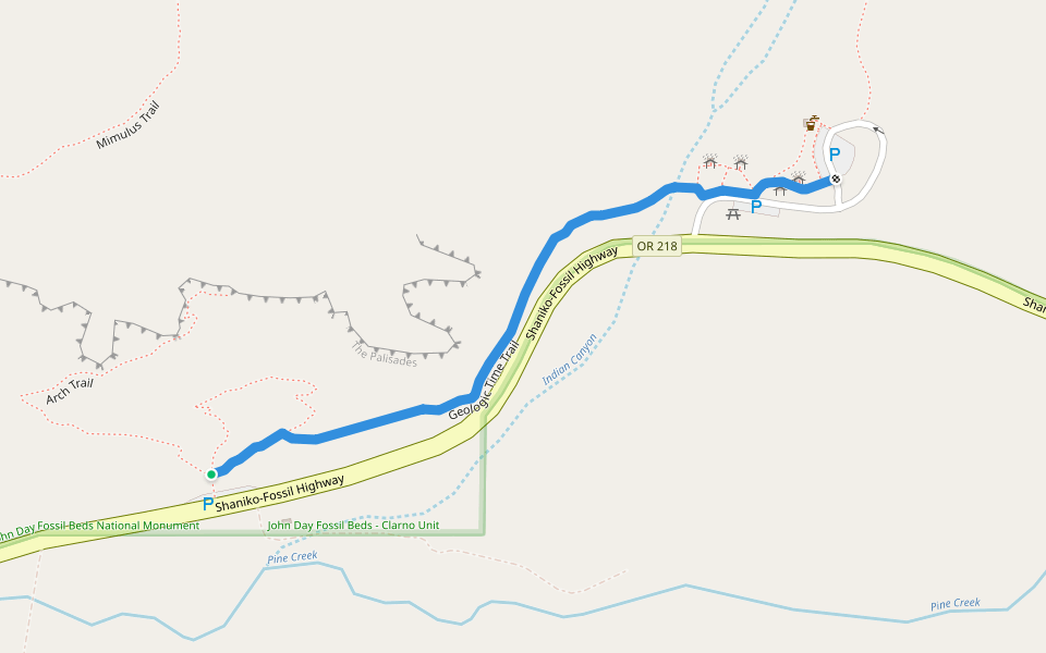Geologic Time Trail walking route map in Fossil