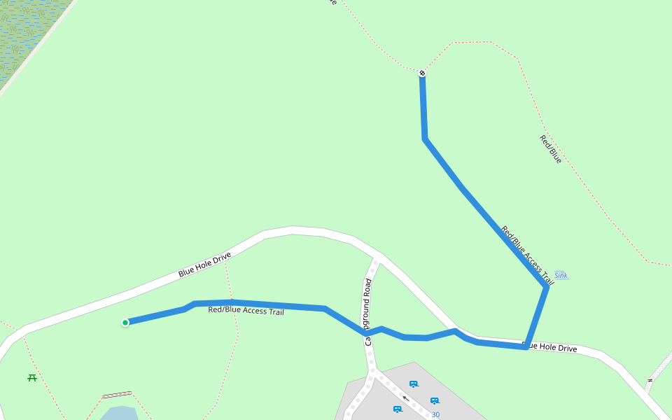 Red/Blue Access Trail walking route map in Marianna