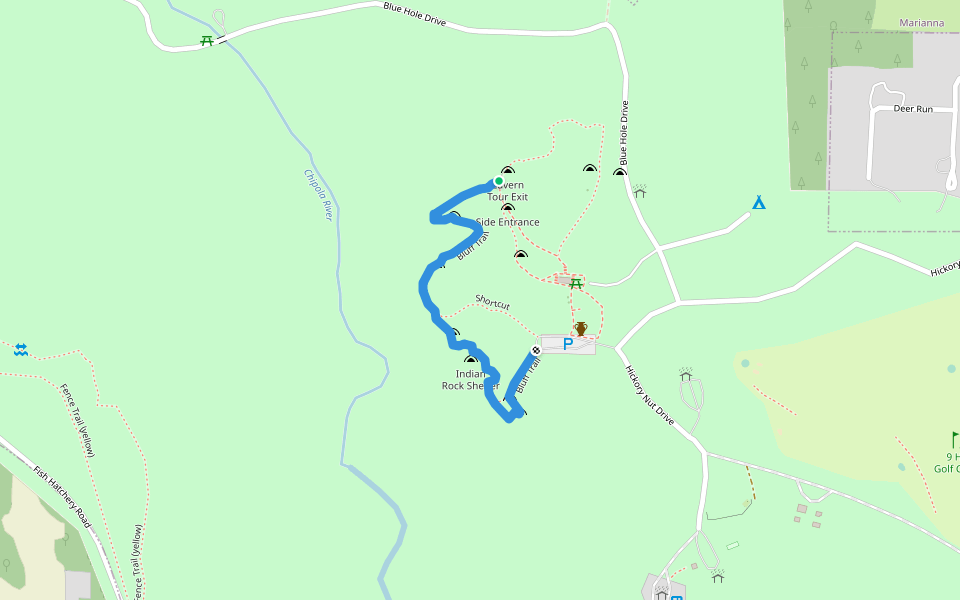 Bluff Trail walking route map in Marianna