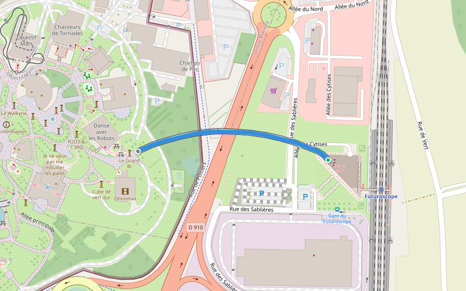 Passerelle TGV walking route map in Chasseneuil-du-Poitou