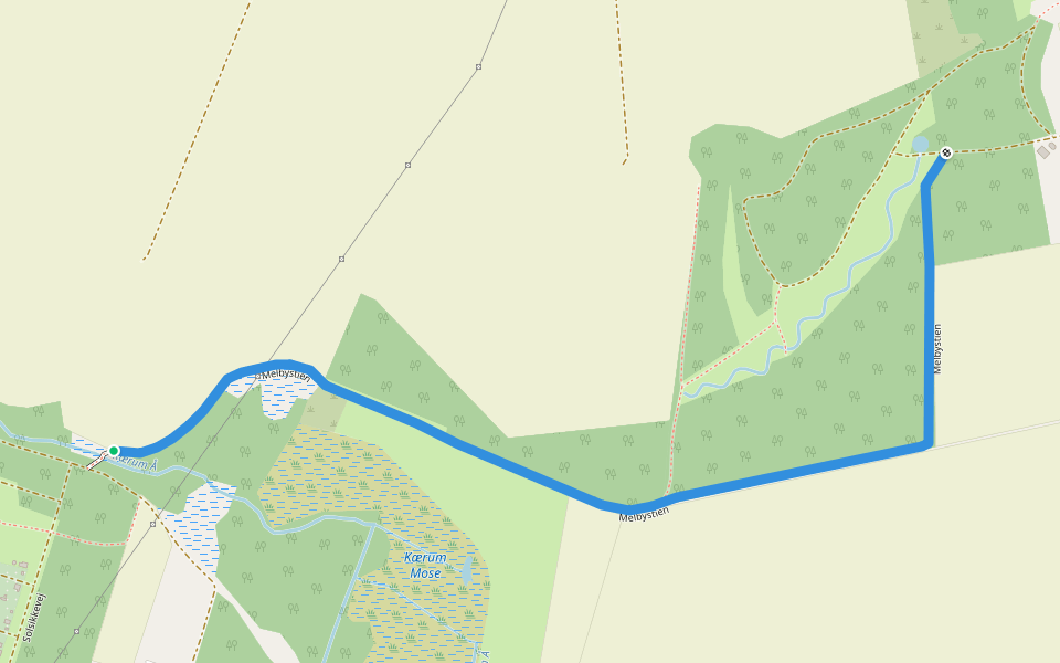 Melbystien walking route map in Assens