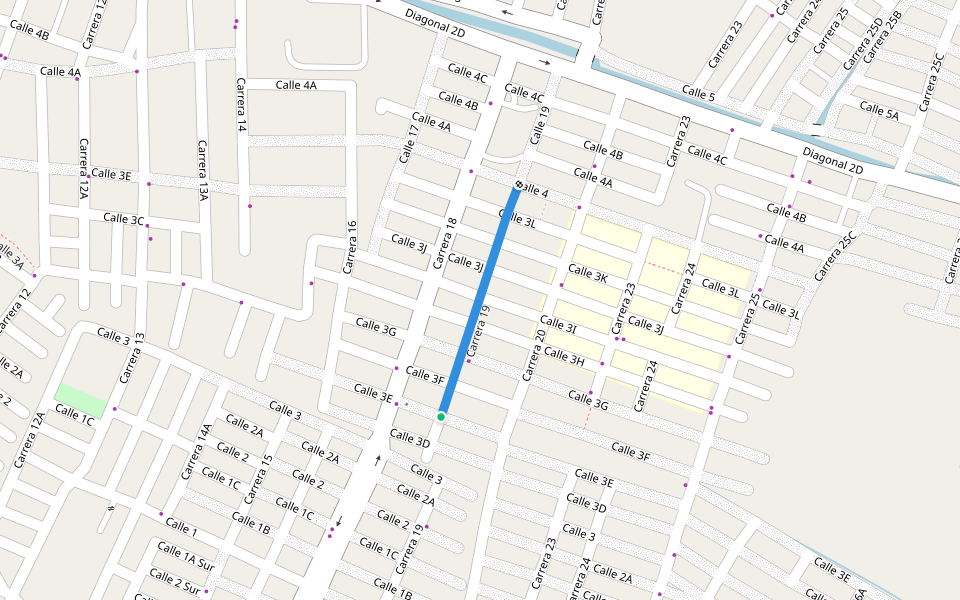 Carrera 19 walking route map in Montería