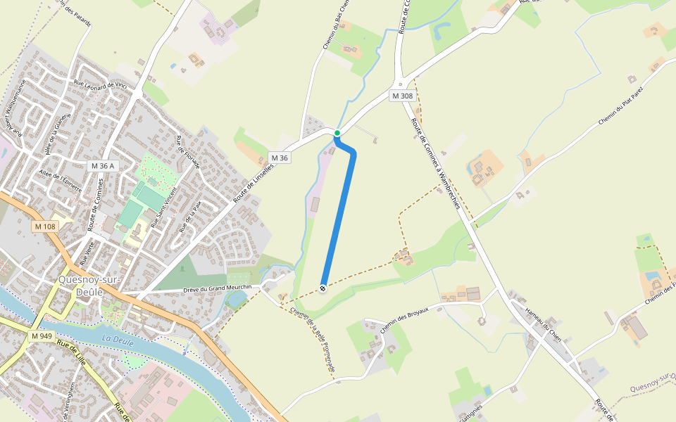 Sentier Pédestre walking route map in Quesnoy-sur-Deûle