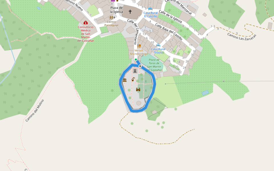 Calle del Cementerio walking route map in San Martín del Castañar