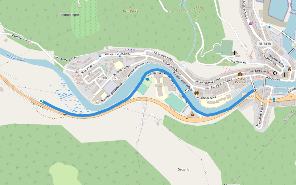 Alleri pasealekua walking route map in Ondarroa