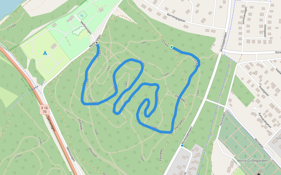 2,5 km walking route map in Borlänge