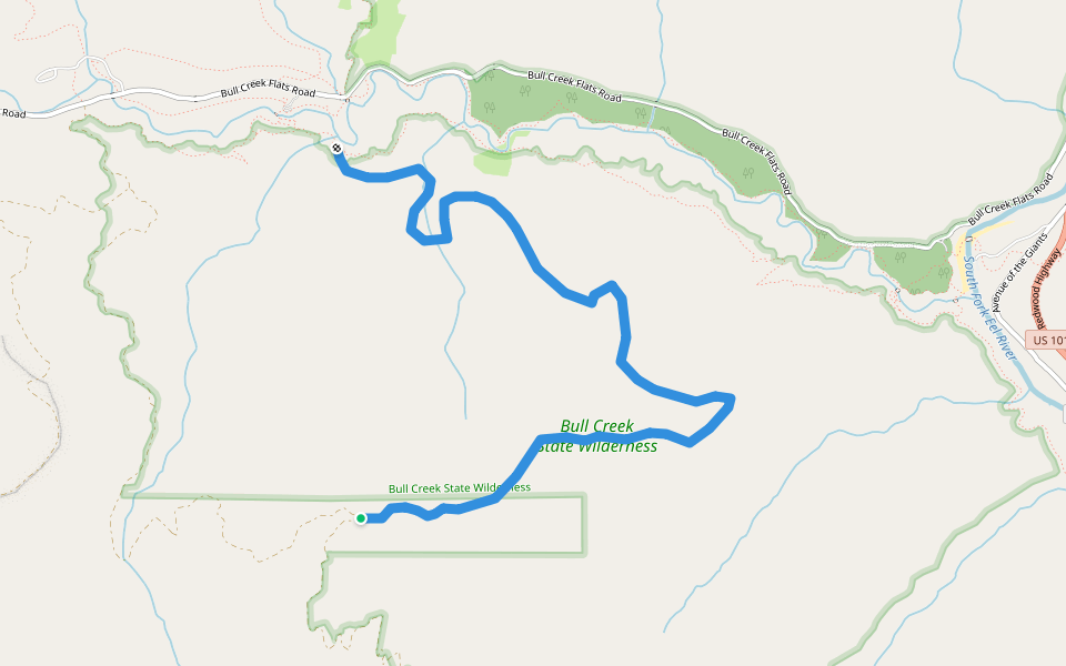 Johnson Camp Trail walking route map in Bull Creek