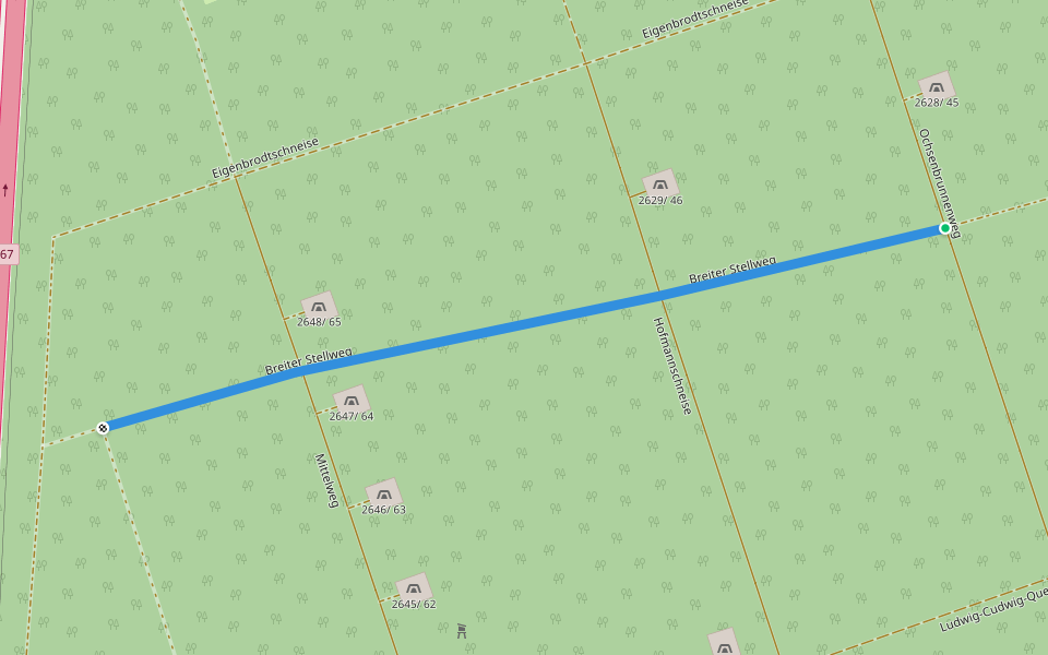 Breiter Stellweg walking route map in Viernheim