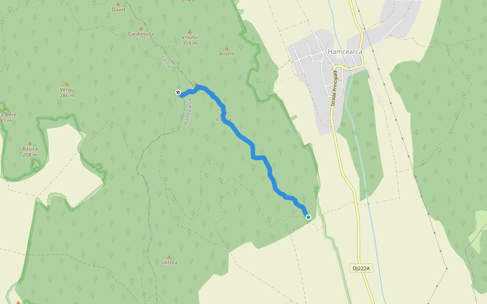 poteca creastă secundară walking route map in Hamcearca