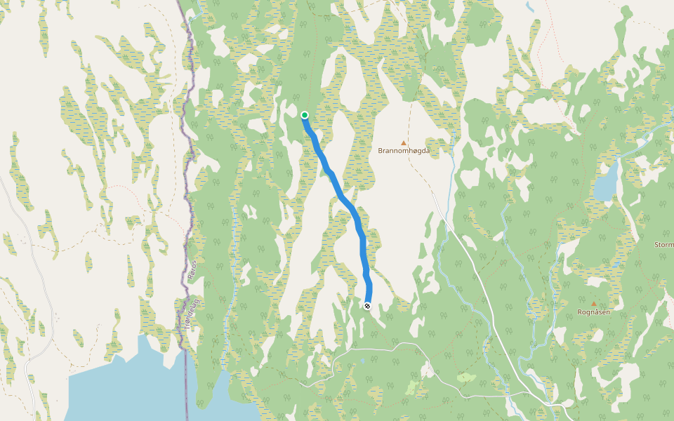 Gamle Revsjøåsveien walking route map in Galåa