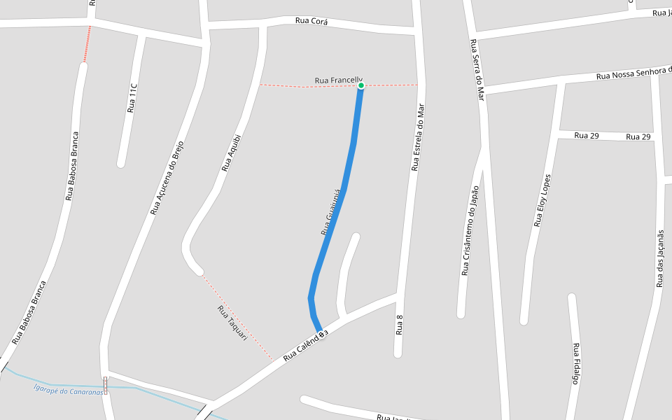 Rua Guajupiá walking route map in Guajará