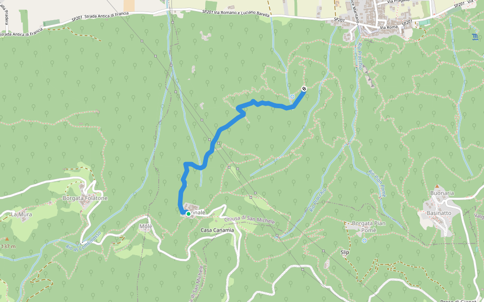 Sentiero Ritrovato walking route map in Bennale
