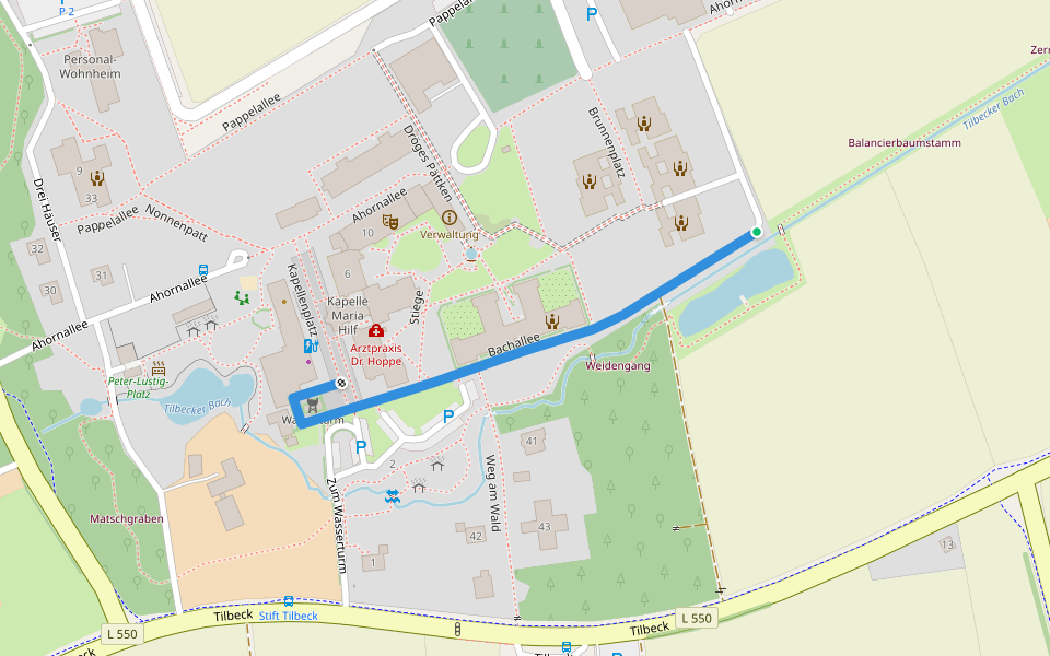 Bachallee walking route map in Havixbeck