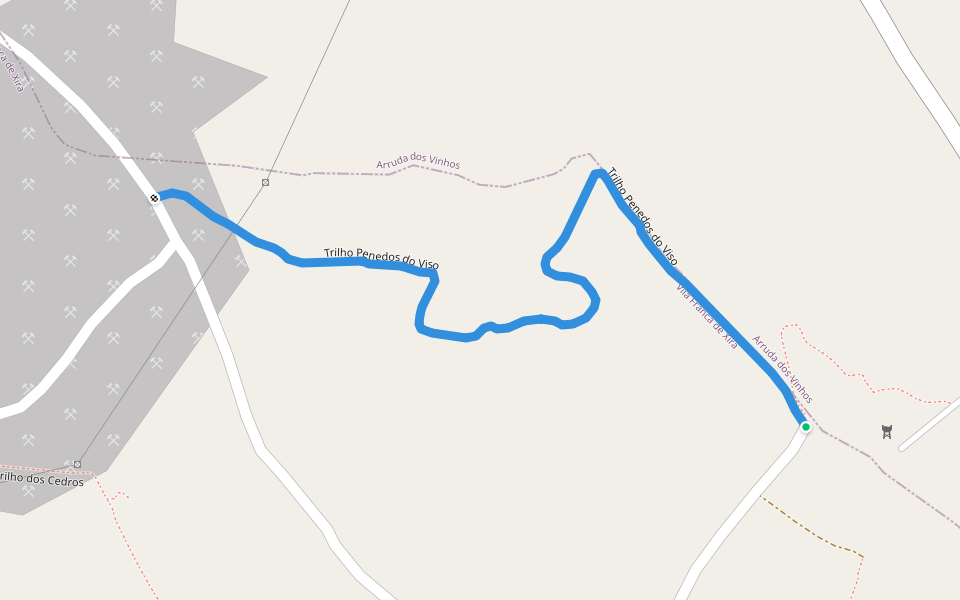 Trilho Penedos do Viso walking route map in Arruda dos Vinhos