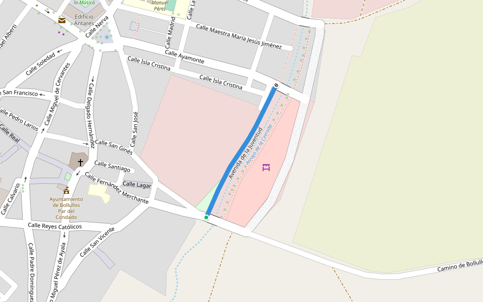 Avenida de la Juventud walking route map in Bollullos Par del Condado