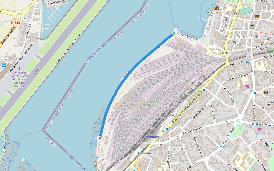 Quai Eva Forest walking route map in Hendaye
