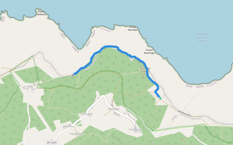 Subebaja costero walking route map in Cedeira