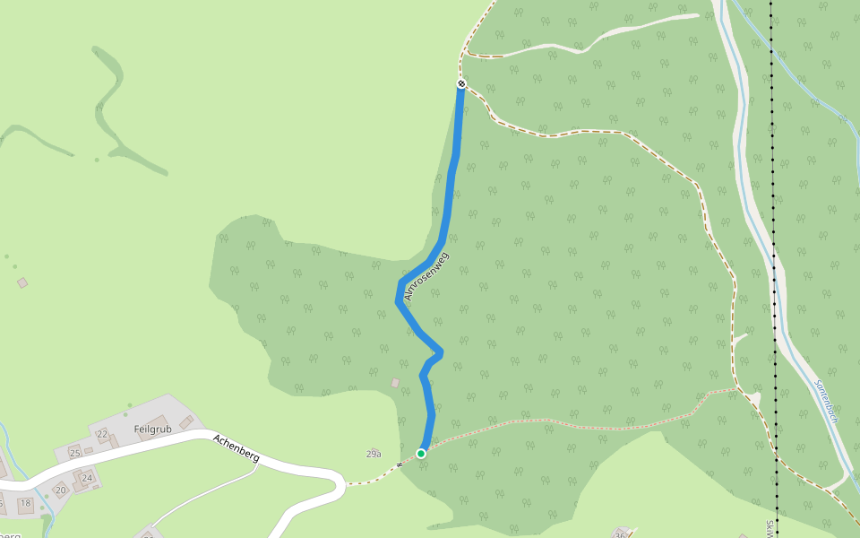 Almrosenweg walking route map in Hof