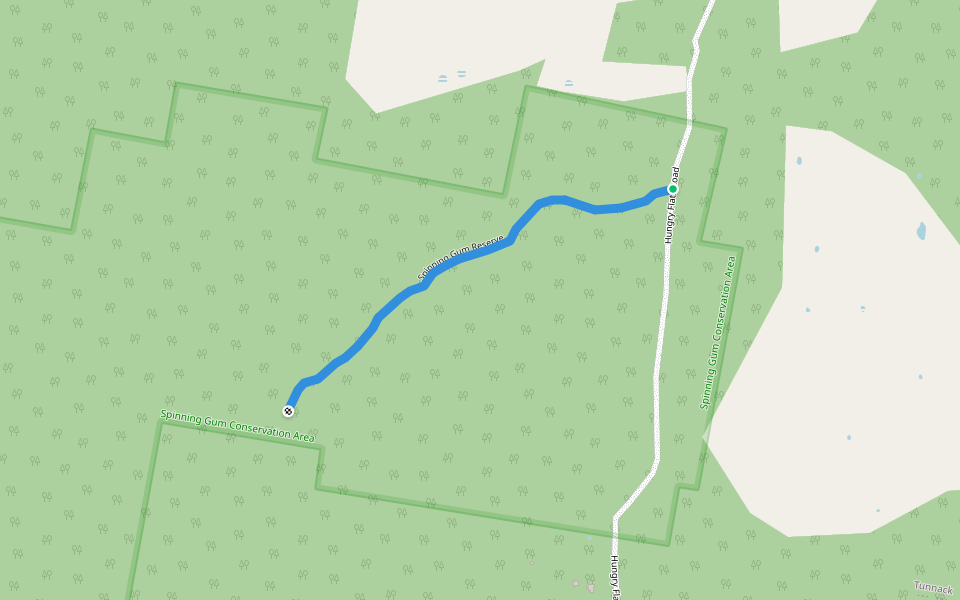 Spinning Gum Reserve walking route map in Tunnack