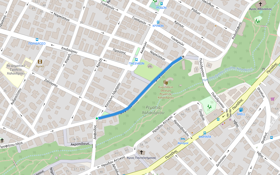 Προφήτου Ηλία walking route map in Chalandri