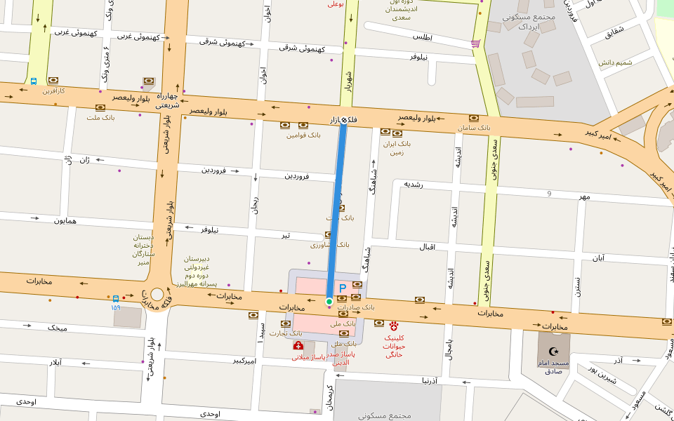 سنگ فرش walking route map in شیران