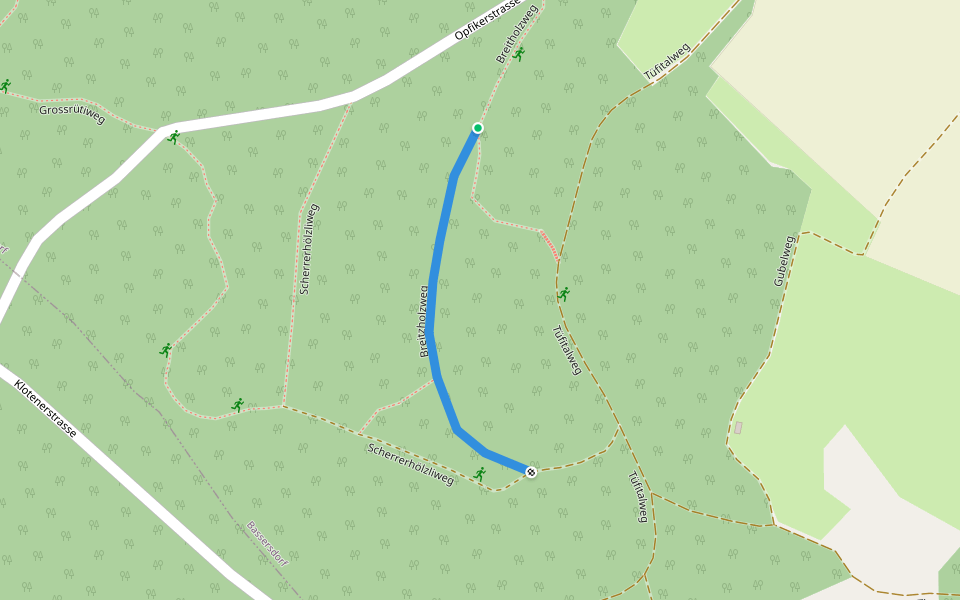 Breitzholzweg walking route map in Bassersdorf