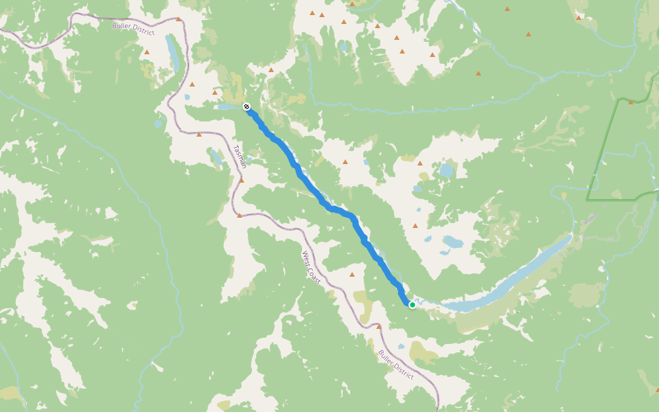 Cobb Valley Track walking route map in Upper Tākaka