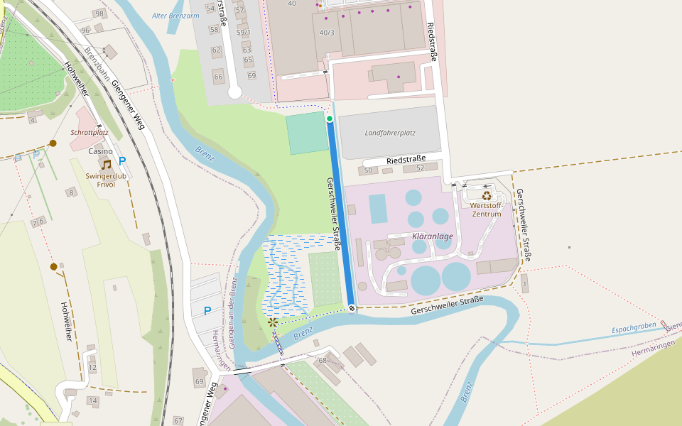 Gerschweiler Straße walking route map in Giengen an der Brenz