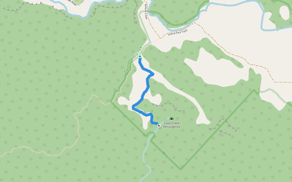 Cave Creek Track walking route map in Barrytown