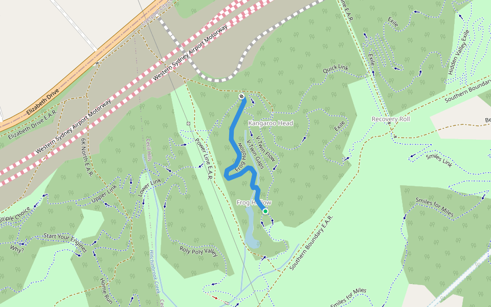 Frog Hollow walking route map in Cecil Hills