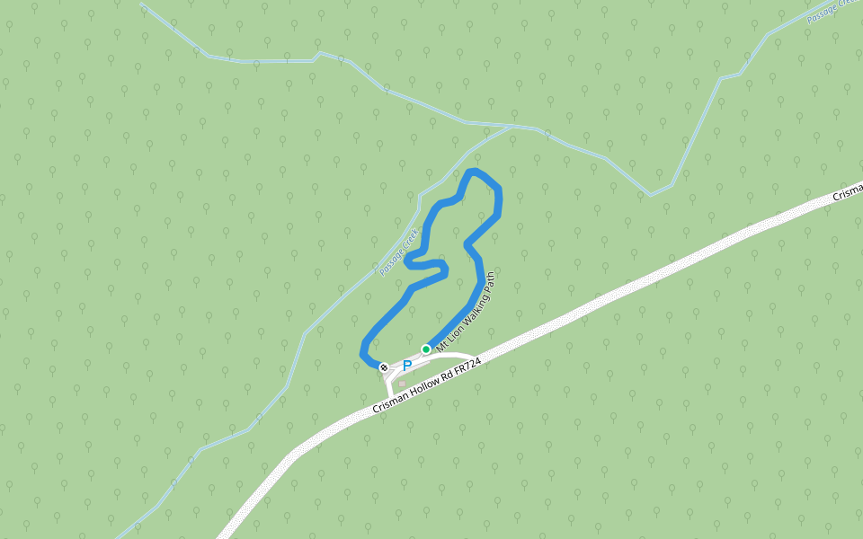 Mt Lion Walking Path walking route map in Luray