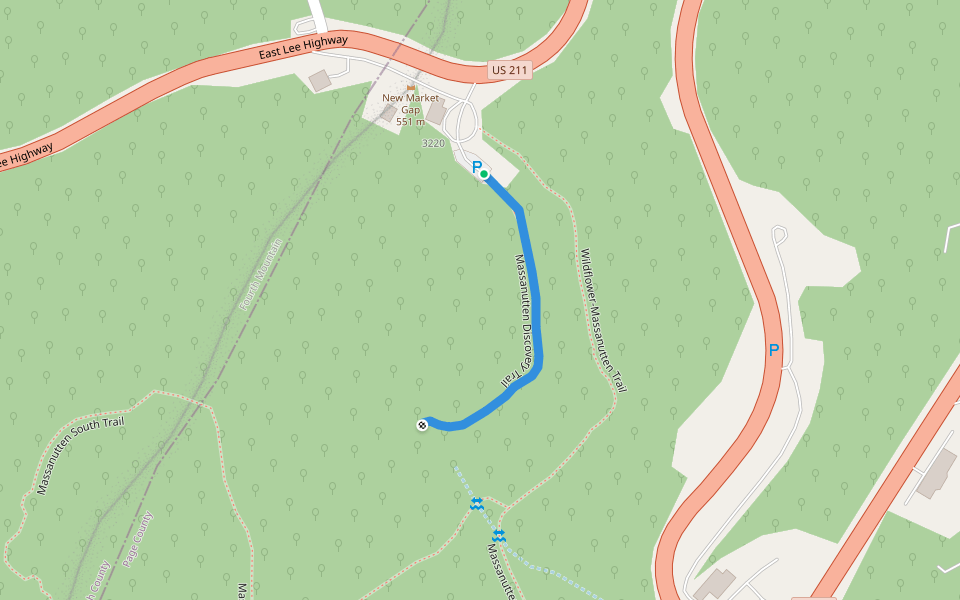 Massanutten Discovery Trail walking route map in Luray