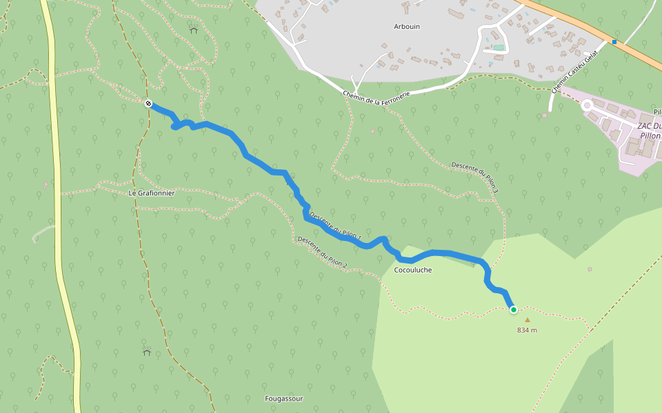 Descente du Pilon 1 walking route map in Saint-Vallier-de-Thiey